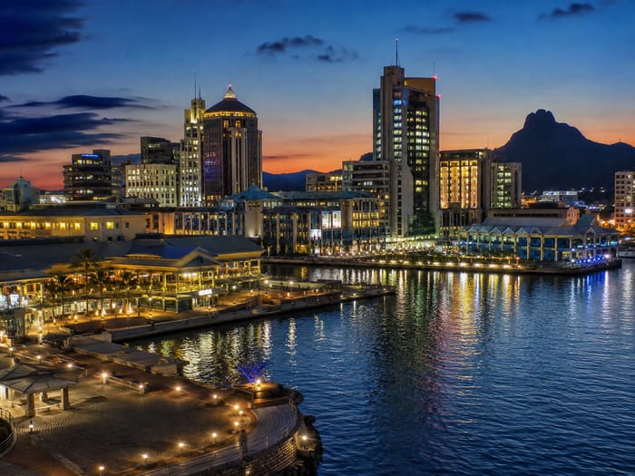 Port Louis waterfront at dusk